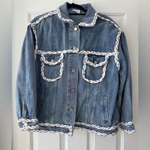 Denim Jacket with Braided Trim